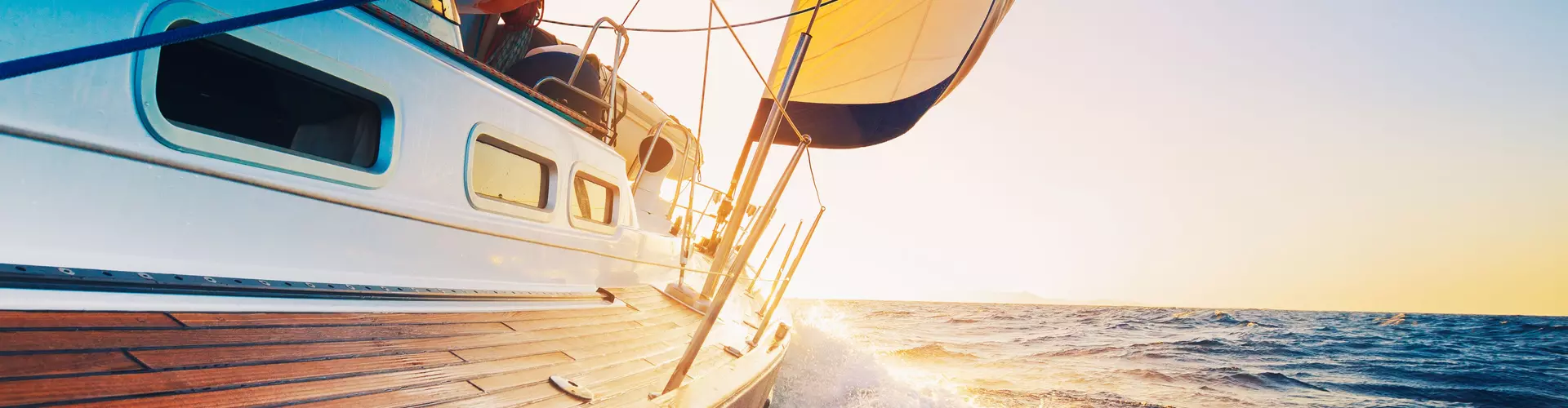 yacht heeling with wind in sails