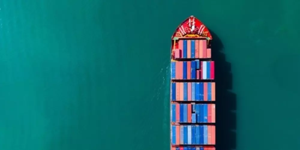 container ship from above